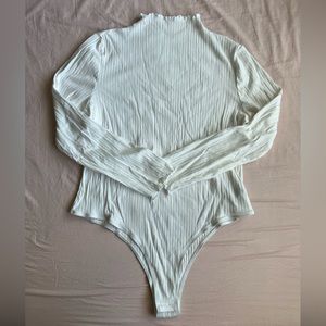 ribbed faux turtle neck long sleeve body suit